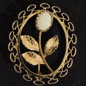 VINTAGE FIRE OPAL BROOCH SIGNED RSTER